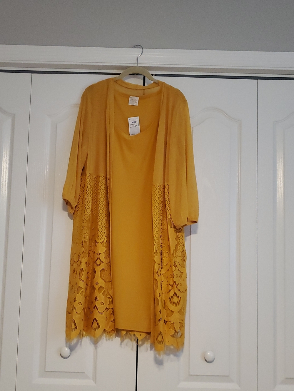 Siren Lily Mustard Yellow Lace-Trim Tank Dress